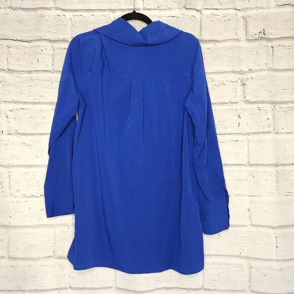Soft Surroundings Loretta Shirt Solid Blue Button Zip Tunic Women's Large - Picture 8 of 11